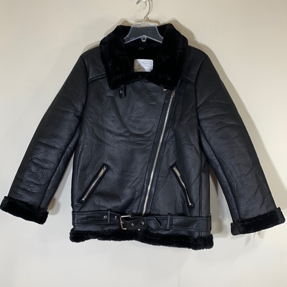 NWT. Zara Faux Fur Leather Double Faced Moto Biker Jacket Women’s-XL. - Picture 12 of 16